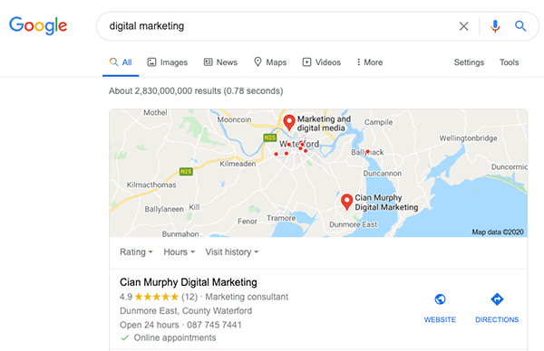 cian murphy digital marketing map listing example