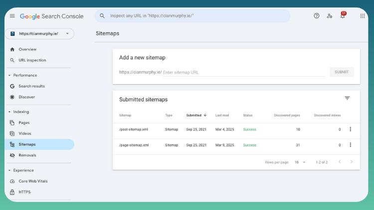 search console submissions google